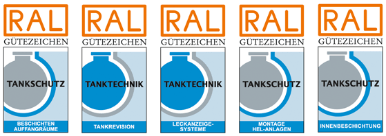RAL-Gütezeichen für Tankschutz und Tanktechnik: Beschichten von Auffangräumen, Tankrevision, Leckanzeigesysteme, Montage von Heizöl-Anlagen und Innenbeschichtung.